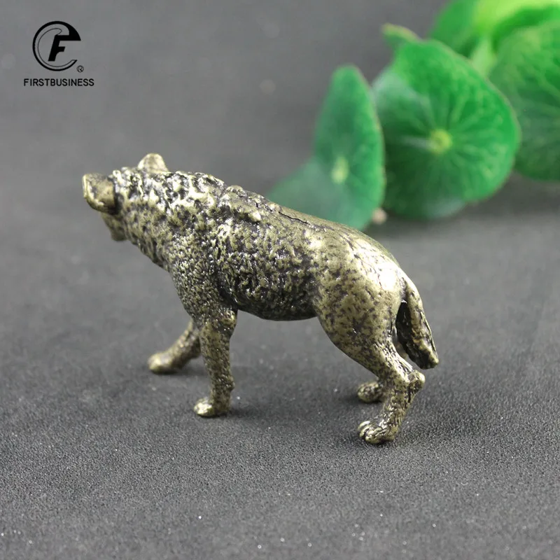 Solid Brass Hyena Figurine Miniature Office Desktop Pet Ornament Vintage Animal WOLF Statue Crafts Collection Home Decoration - view 6