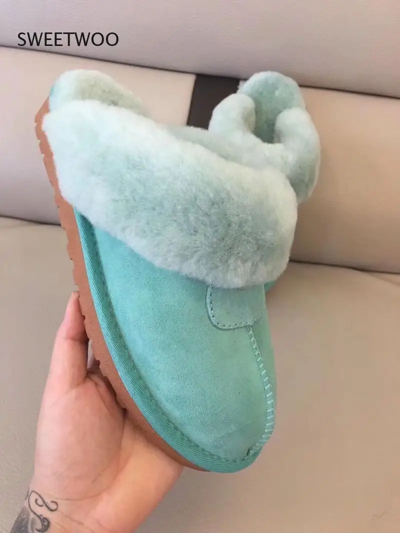 Natural Fur Slippers Fashion Female House Winter Slippers Women Warm Indoor Slippers Quality Soft Wool Lady Home Shoes