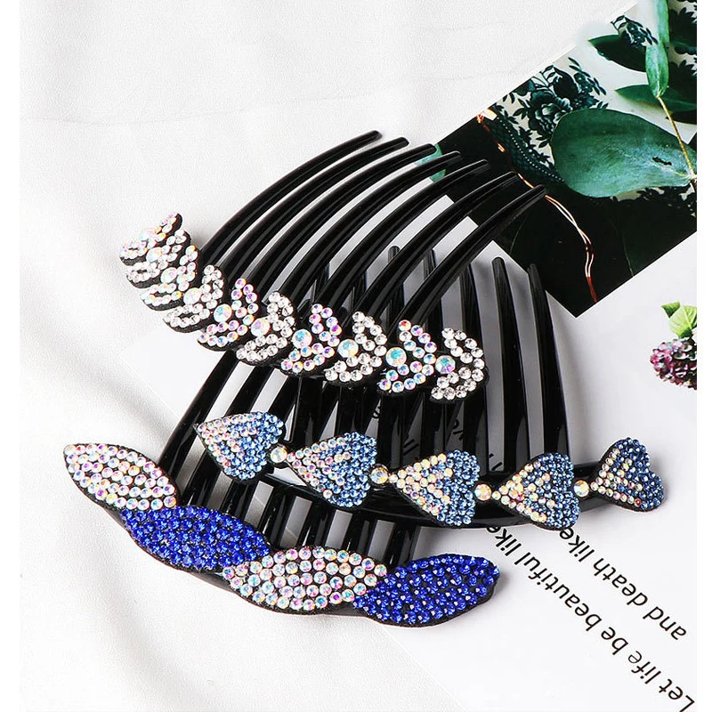 Crystal Rhinestones Flower Hair Combs Clip Vintage Hairpins Bridal Wedding Headdress Women Hair Accessories Disk Headwear Bnads