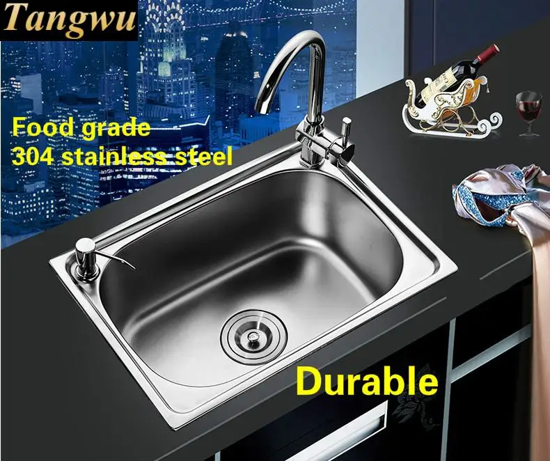 Free shipping Apartment wash vegetables vogue kitchen single trough sink high quality 304 stainless steel 450x390/530x390  MM