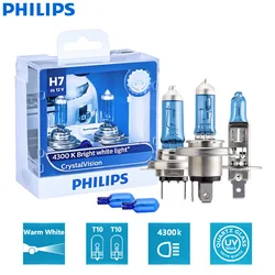 Philips-Luz principal do halogênio do carro da visão de cristal, Auto lâmpada, gêmeo, brilhante, branco, H1, H4, H7, H11, HB2, HB3, HB4, 9003, 9005, 9006, 12V, CV, 4300K