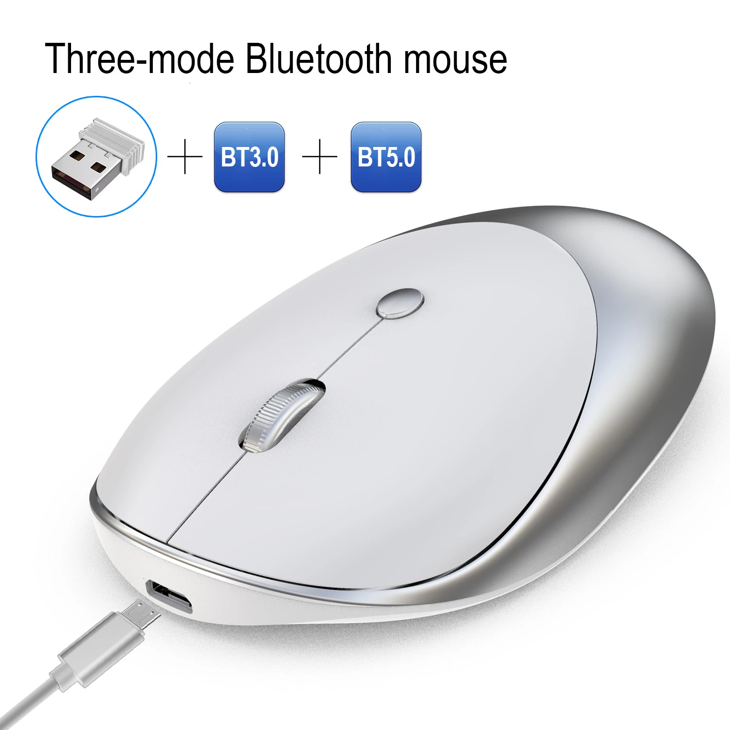 Bluetooth 5.0/3.0 2.4G Wireless Mouse Rechargeable Ultra-Thin Silent Mause Ergonomic Portable Mice For Xiaomi Phone PC Laptop