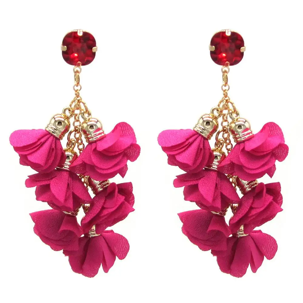 New Jewelry 2022 Bohemian Multilayer Flower Tassel Long Earrings Drops for Women Fancy Earrings Boucles d'oreilles Fantaisie