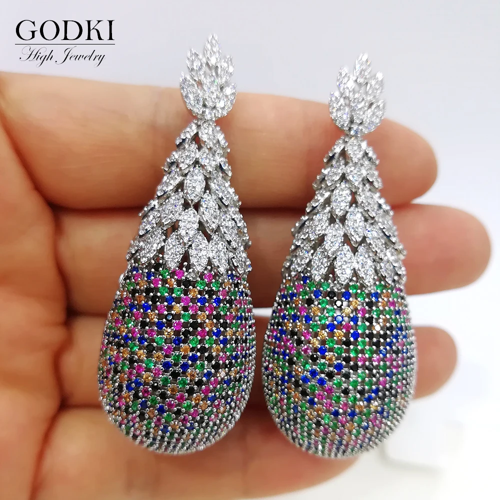 GODKI Luxury Pineapple Drop Earrings For Women Wedding Cubic Zirconia Dubai Bridal Earrings Costume Jewelry 2021 Summer Party