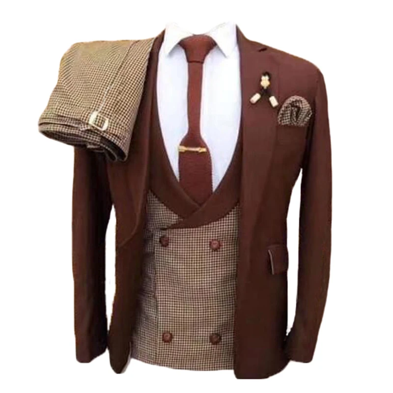 Esmoquin personalizado para novio, trajes de boda para hombre, trajes de novio, trajes de negocios para cena (chaqueta + Pantalones + chaleco)