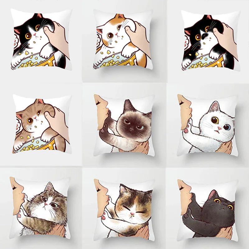 

Funny Love Kiss Cute Cat Cushion Cover Cartoon Creative Naughty Cat Pillow Case Cover Home Textile Cat Pillow Covers Pillowcase