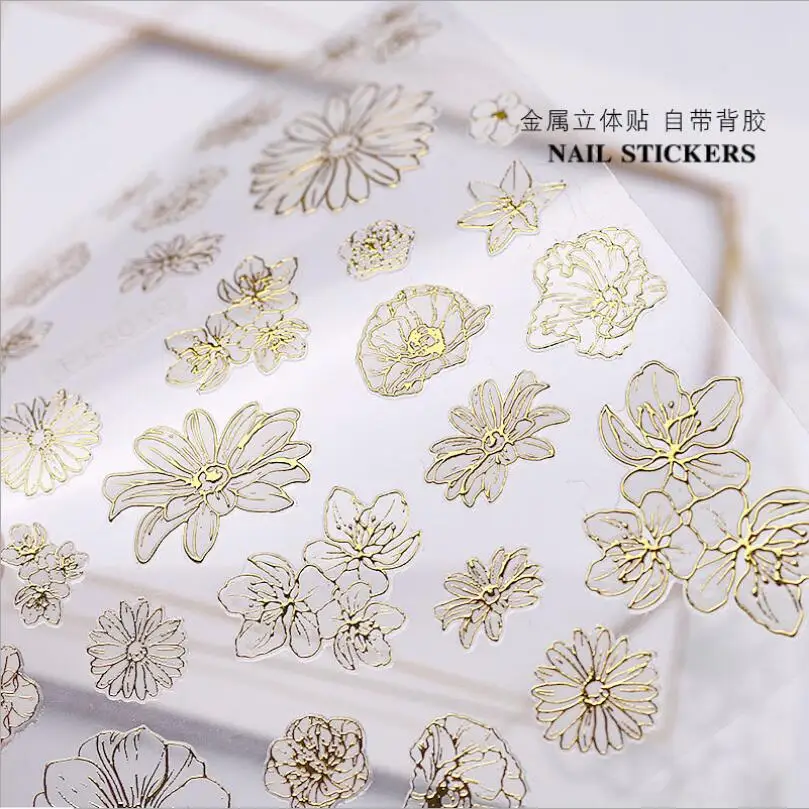 ใหม่มาถึงแฟชั่นญี่ปุ่น 3D Gilded ตกแต่งเล็บลูกไม้สติกเกอร์เล็บ 3D Nail Art Decals อุปกรณ์เสริม T1601