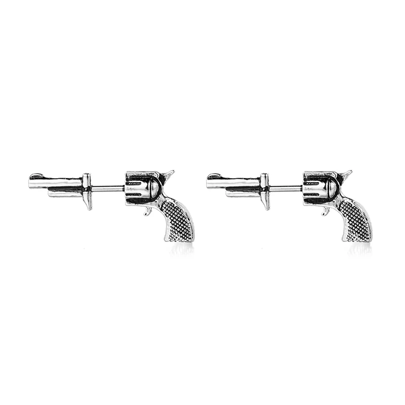 2pcs Retro Revolver Cartilage Earrings Ear Stud Tragus Helix Bar Copper Barbell Oreja Earing Piercing Punk Men Body Jewelry 16G