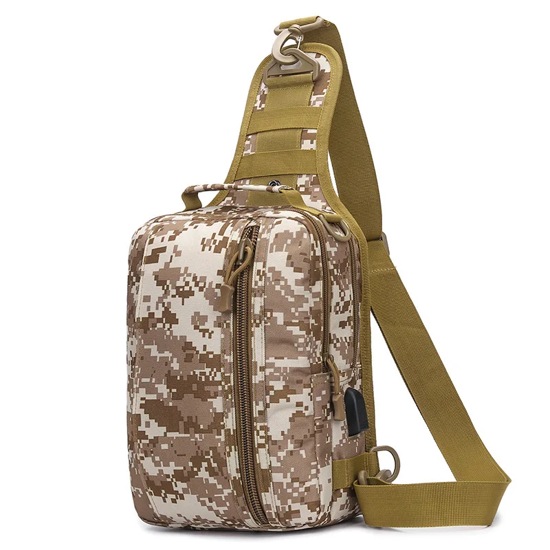 Tactical Shoulder Bag, Camuflagem Peito Mochila, ao ar livre, Caminhadas, Camping, Pesca