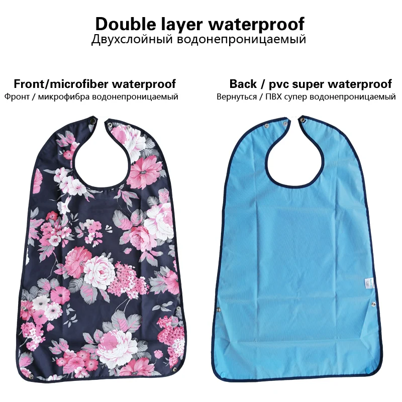 Waterproof PVC Bib for Adult, Anti-oil Bib, Elderly, Aged, Senior, Mealtime Cloth Protector, Patients Aid Aprons, 1Pc