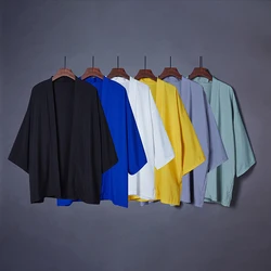 Kimono japonés Haori para hombre y mujer, cárdigan de Color liso, prenda fina y holgada para exteriores, moda de primavera y verano, 2020