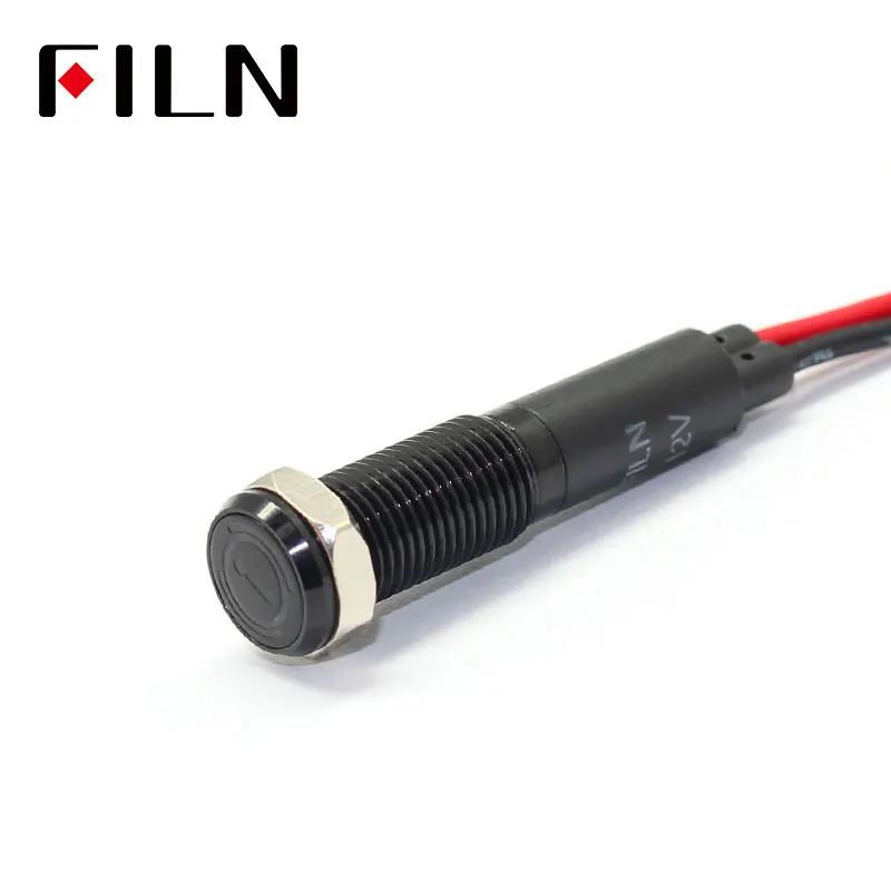 8mm Black Housing Led Red Yellow White Blue Green 12v  Indicator Iight With 20cm Cable