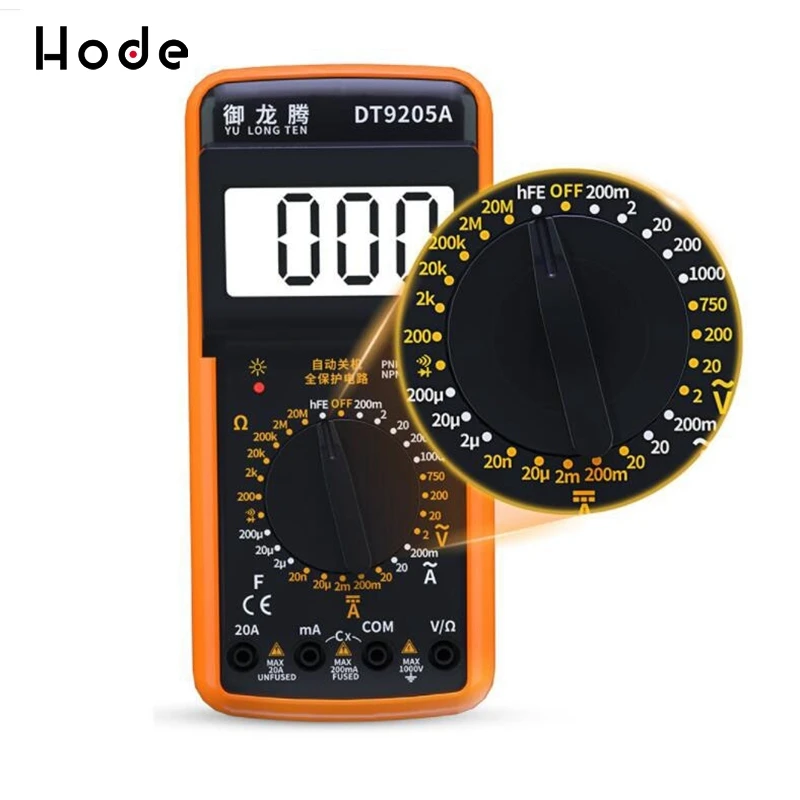 Digital Multimeter dt9205a ac dc display lcd Ammeter Voltmeter electric handheld tester Multimetro