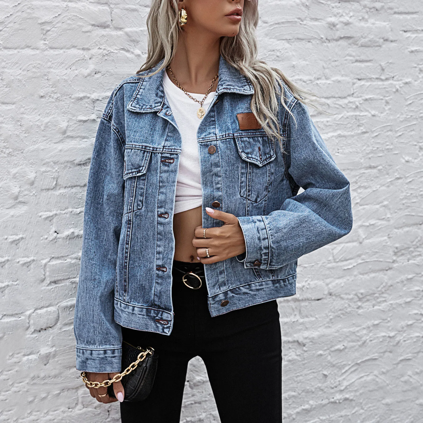 New Jean Jacket Women Clothes Oversized Jeans Denim Coat Korean Coats Autumn 2021 New Jackets for Women Solid Casual Jackets