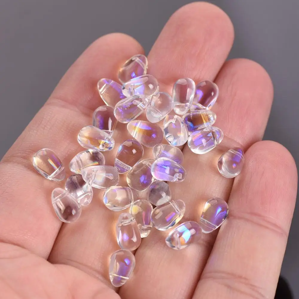 20pcs 9x6mm Small Teardrop Shape Crystal Glass Loose Crafts Beads Top Drilled Pendants for Earring Jewelry Making DIY Crafts