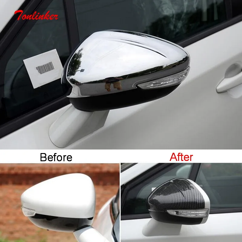 Tonlinker Exterior Car Rearview mirror Cover for CITRO-N DS4 S/DS5 LS/DS6 2013-20 Car Styling 2 PCS ABS Chrome Cover stickers