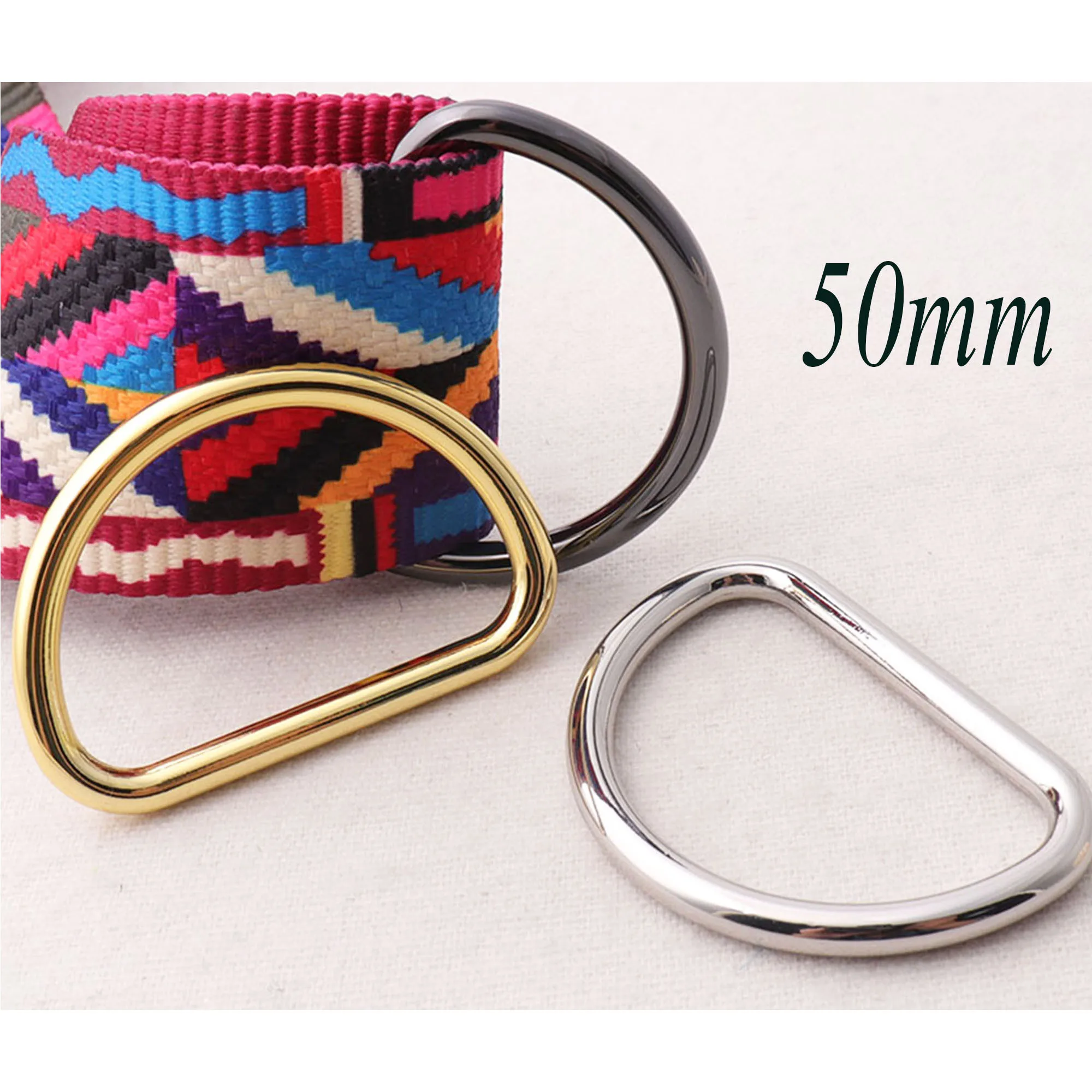 

8 PCS Silver/Gold/Gunmetal D Rings Buckles Leather Choker Leather Craft for Webbing Purse Bag Handbag Dog Collar d-rings 2"-50mm