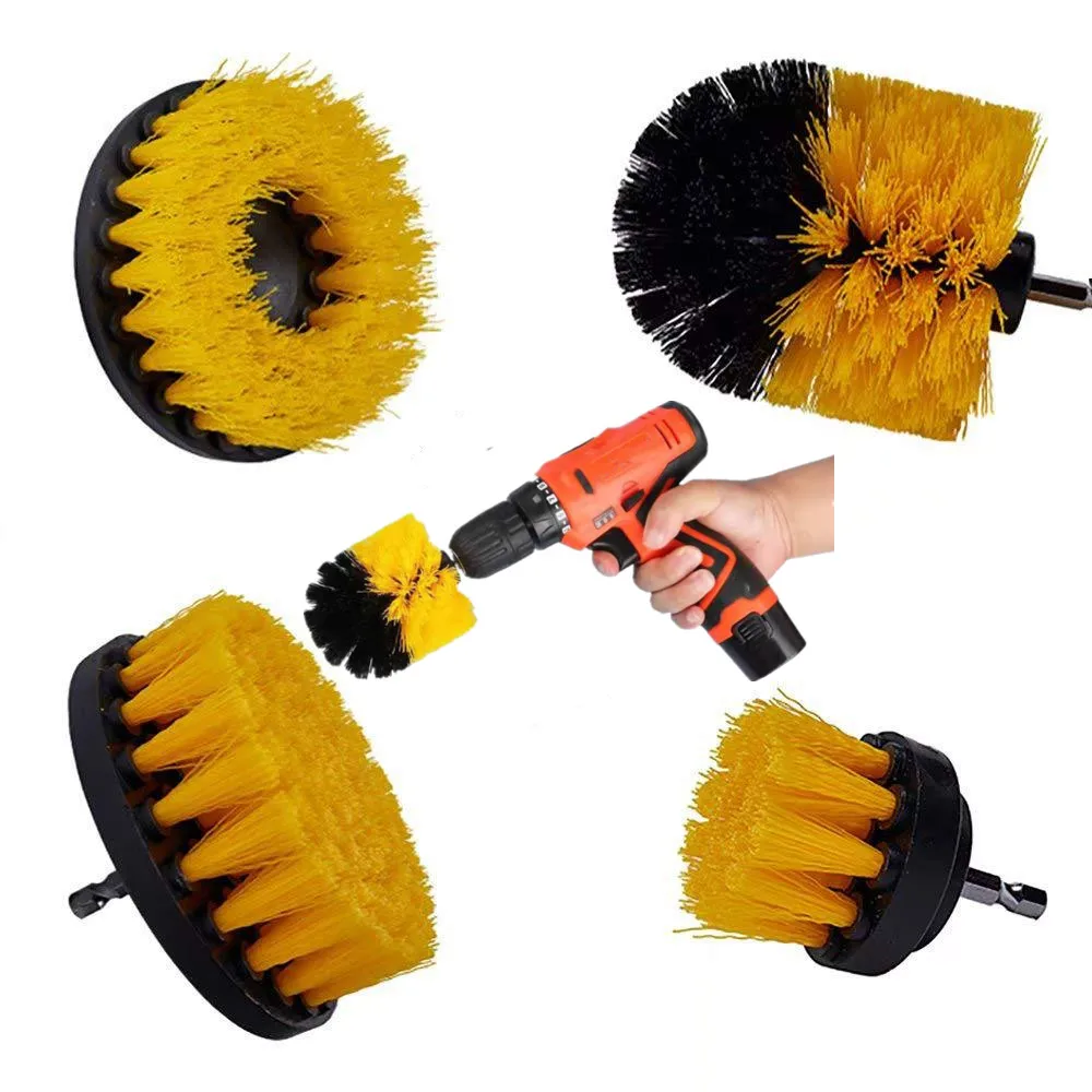 Electric Drill Brush Cleaner Scrubbing Brushes Kit Round Nylon Brushes for Floor Surface Grout Tile Tub Shower Cleaner Care