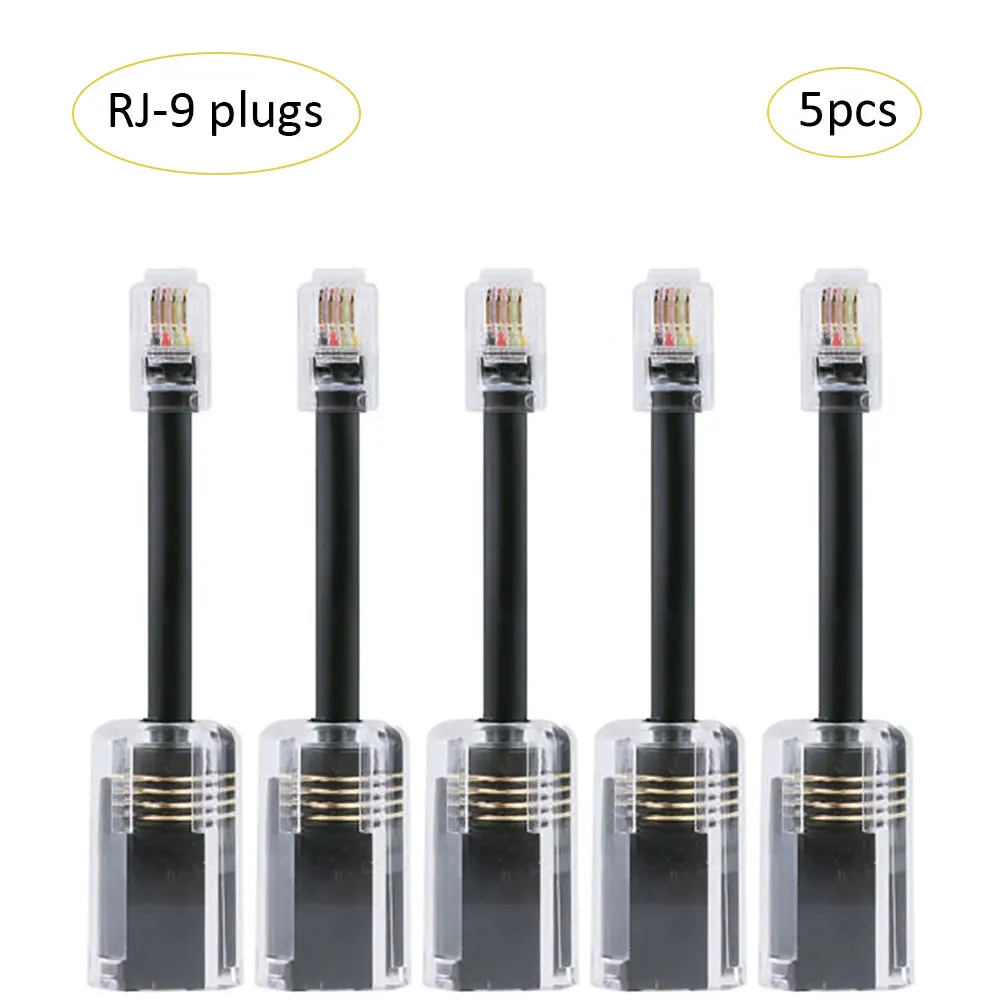 5 Pack Telephone Cord Detangler RJ9-4P4C Model 360 Degree Extended Rotating Anti-tangle Black Telephone Cord Landline  Cable