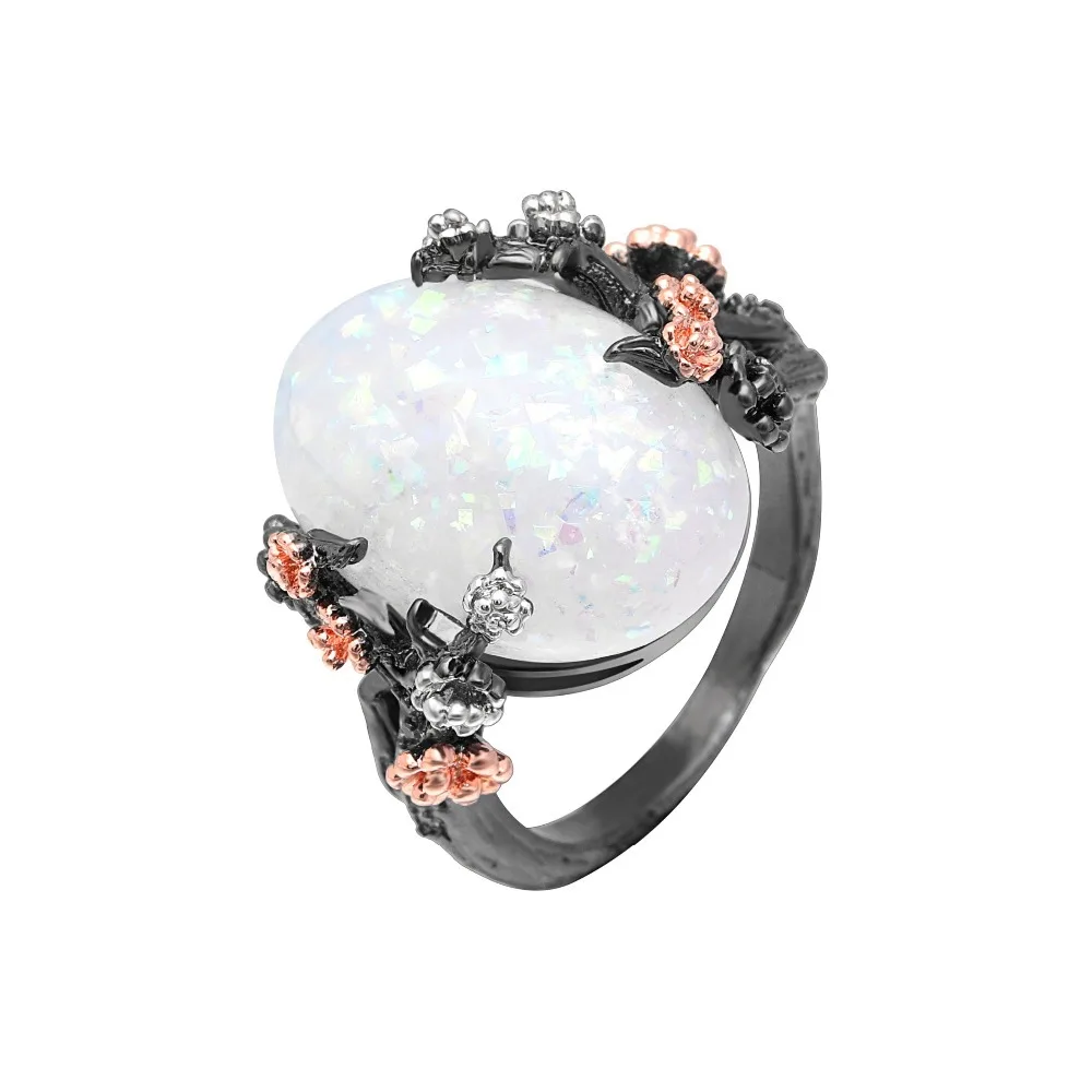 Red Flower Bling Zircon Stone Plant Luxury Rings for Women Cute Wedding Anillos Engagement Fashion Party Statement Jewelry 2019