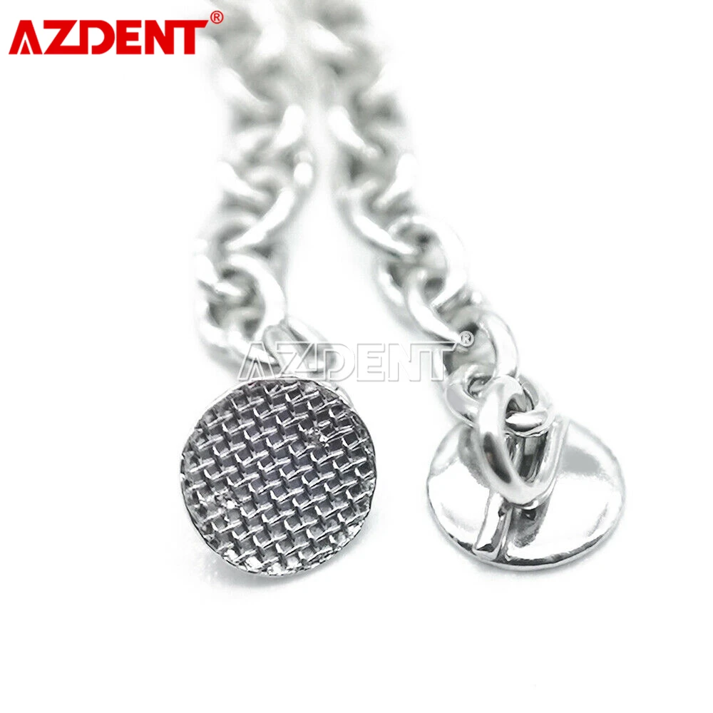 2 Teile/paket AZDENT Dental Kieferorthopädische Traktion Taste Kette Runde Basis Goldene Silber – Detail 2