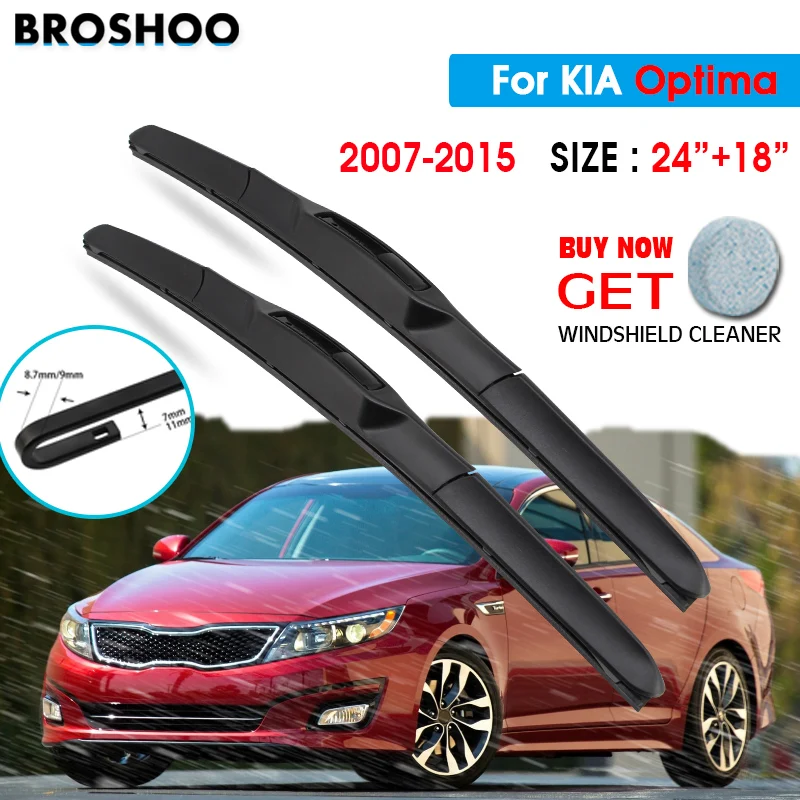 

Car Wiper Blade For KIA Optima 24"+18" 2007-2015 Atuo Windscreen Windshield Wipers Blades Window Wash Fit U Hook Arms