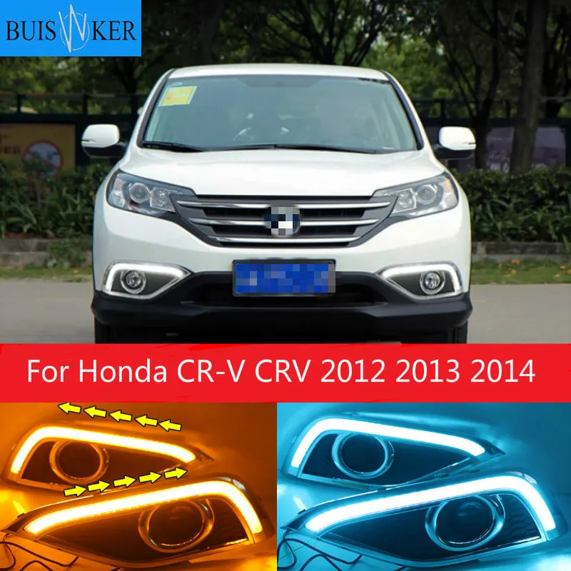 

LED Daytime Running Light For Honda CR-V CRV 2012 2013 2014 Waterproof 12V Yellow Turn Signal Indicator Light Bumper LED DRL