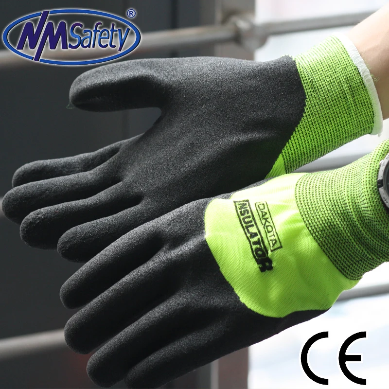 Super Warm Thermal Winter Safety Work Glove Dipping Latex Rubber On Palm With Nappy Acrylic Liner Windproof Cold-Proof Gloves