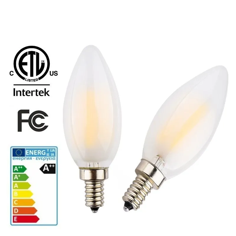 

100PCS Dimmable C35 C35L E14 4W 6W Led Candle Vintage Retro Frosted 110V 220V Filament Bulbs Lamp For Chandelier Lighting