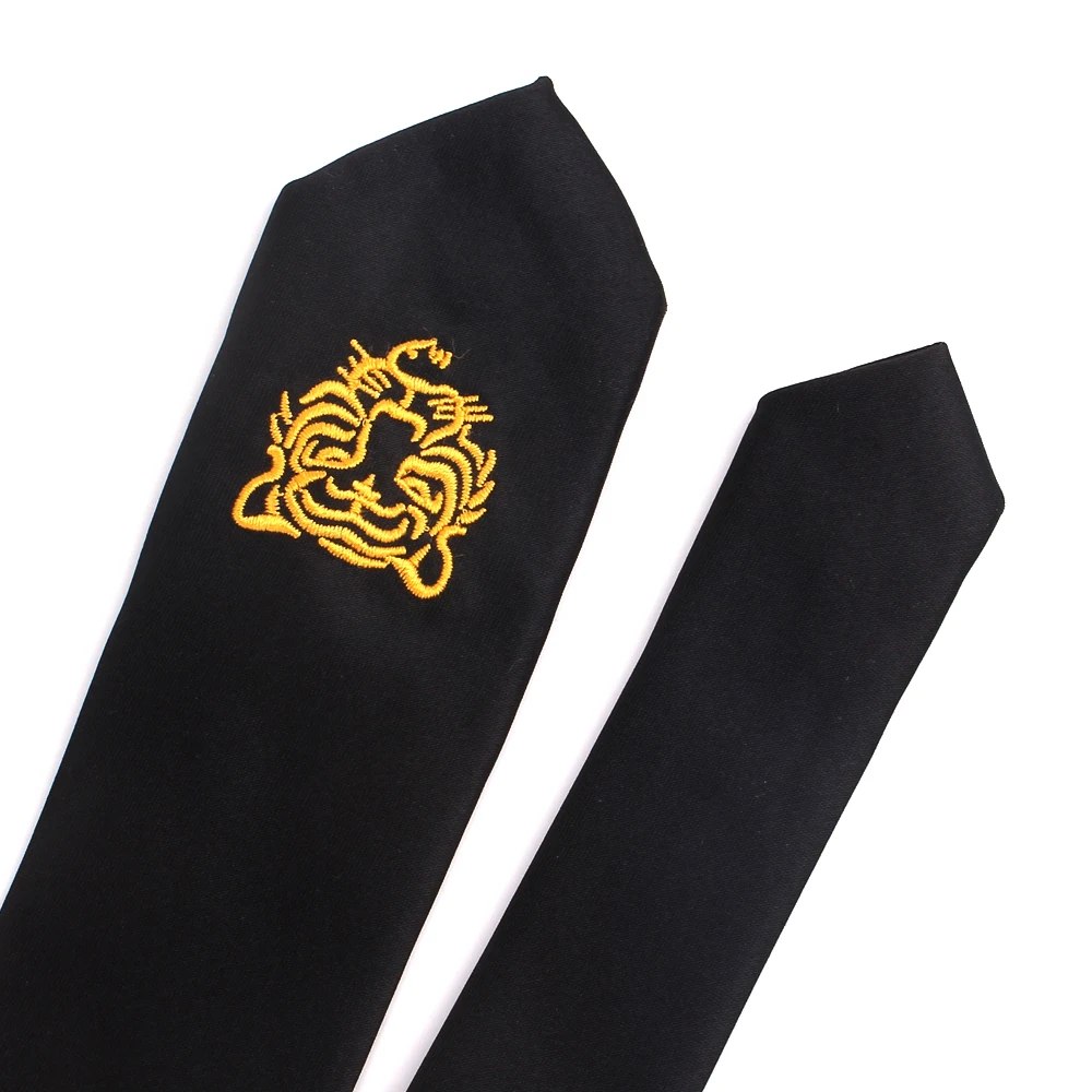 Black Skinny Ties For Men Women Embroidery Funny Necktie For Girls Boys Suits Tie For Party Casual Slim Male Necktie Gravatas