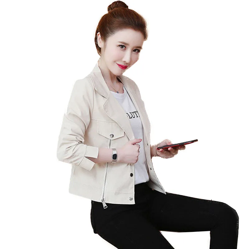 2024Spring Autumn Short Coat Women's New Temperament Is Thin Coat Suit Collar Overwear Zipper Female Single-Breasted Jacket L490