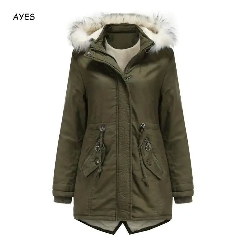 Plus Size 3xl Women Autumn Winter Keep Warm Overcoat With Fur Hap Cotton Women Parkas High Quality Zipper Pockets Outers Female