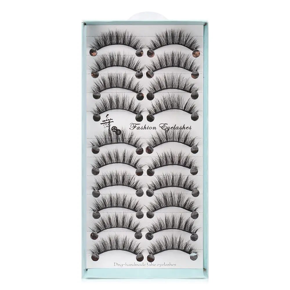 10 paires d'outils de maquillage pour les yeux, cils croisés à Volume court, Faux cils naturels, doux et moelleux, 6D, Faux cheveux en vison