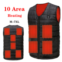 10 Area Heating Vest Men/Women Casual V-neck USB Heated Vest Smart Control Temperature Heating Jacket Cotton Coat Winter Hunting