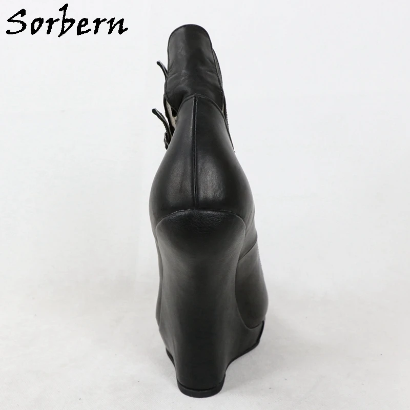 Sorbern Platform Women Pump Shoe NO Heels Ankle Strap Heelless Crossdress Fetish Drag Queen Cosplay Wedge Custom Up To 40cm Heel