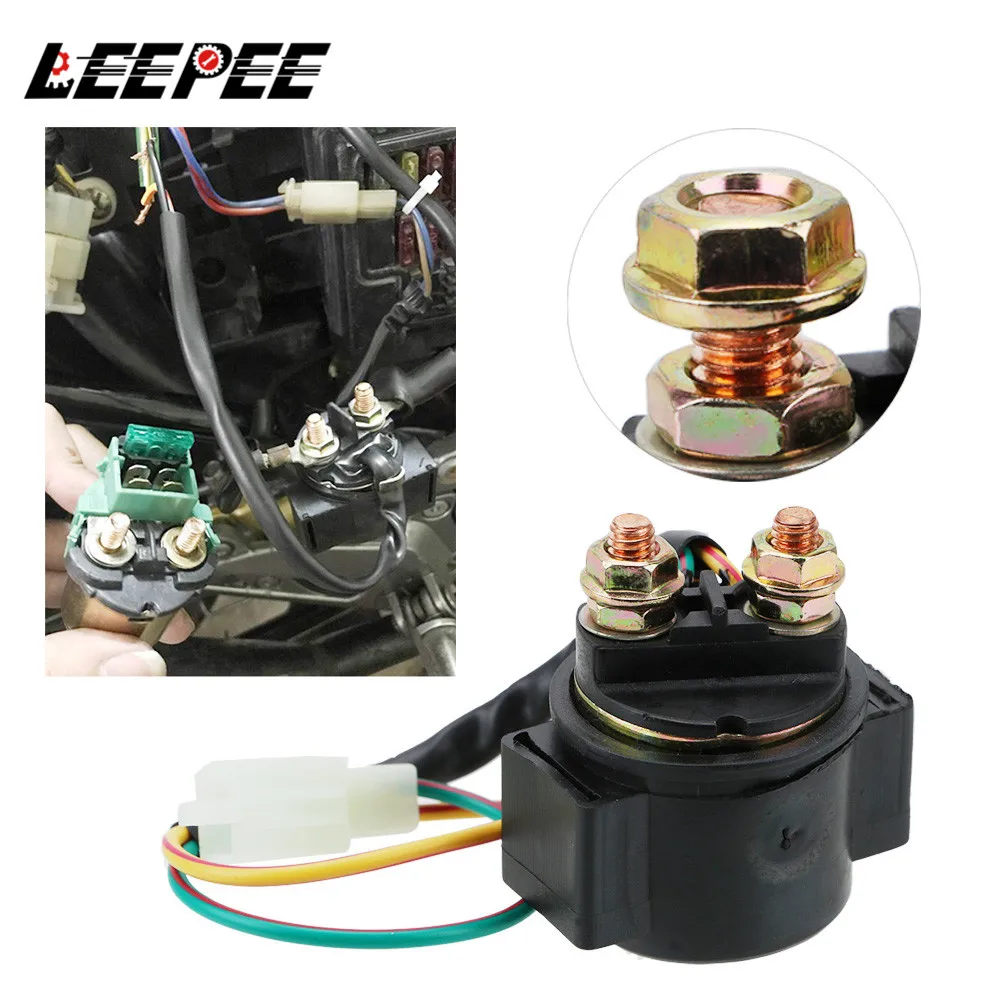 Leepee relé de partida solenoide para motocicleta, 12v 20w para gy6 50cc 125cc 150cc scooter atv karts cg125