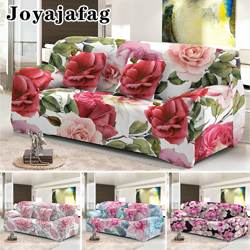 

Elastic Sofa Cover For Living Room Stretch Combination Slipcovers Flowers Printed Sectional Couch Covers 1/2/3/4 Seater