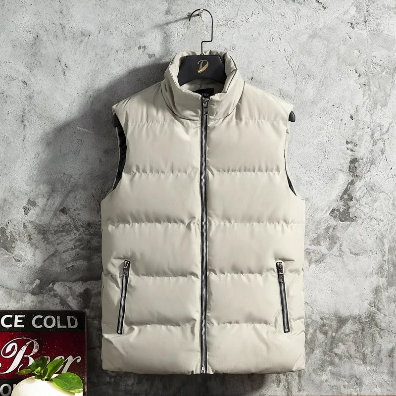 Men's Waistcoat Autumn and Winter Fashion Collar Down Cotton Jacket Self-cultivation Youth Version Thickened Shoulder Warm Vest