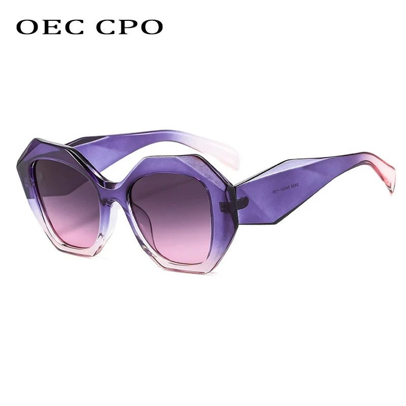 OEC CPO Square Sunglasses Women 2021 New Fashion Punk Sun Glasses Female Purple Big Frame Glasses Men Vintage Gradient Eyewear