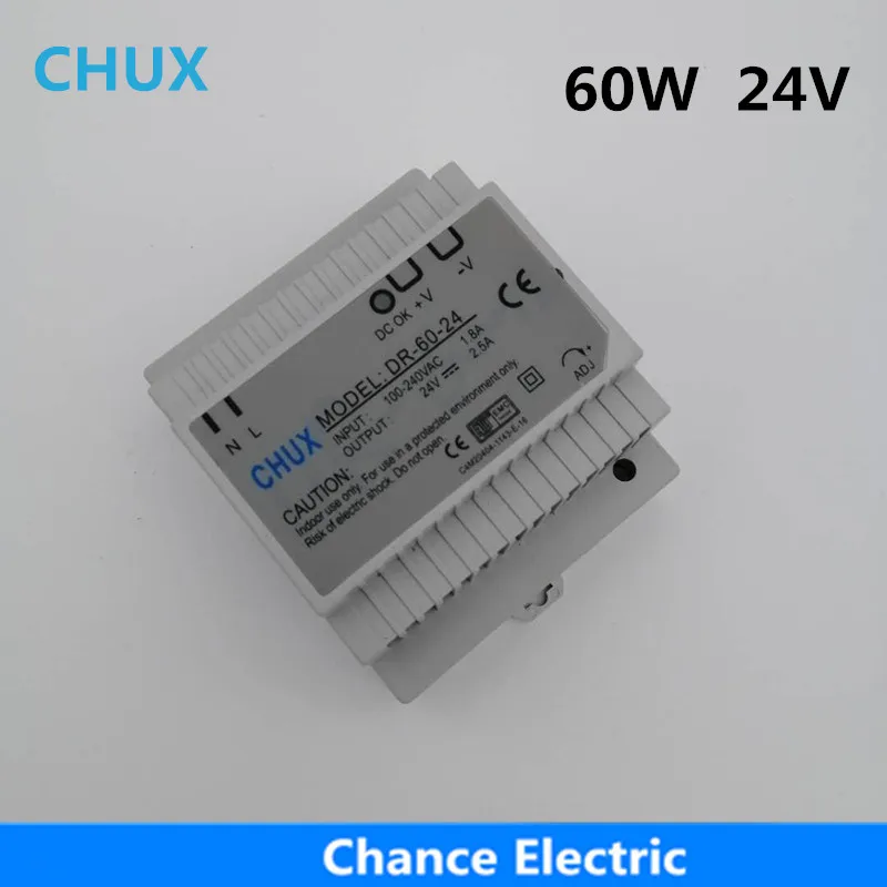 CHUX 60W 45W 30W 5V 12V 18V 24V 36V 48V  Switching Power Supply Din Rail Type SMPS DR-60 AC to Dc LED Industry Power Supplies