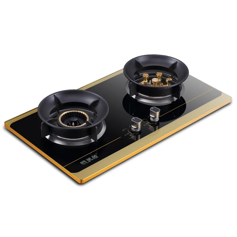 이중 가스 스토브 강화 유리 테이블 내장 이중 사용 가스 조리기, 조리대