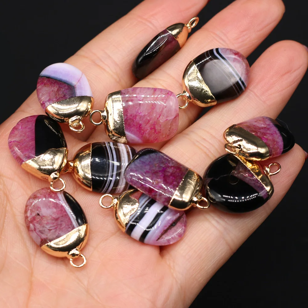 Natural Stone Striped Agates Pendants Random Shaped exquisite Charm for Jewelry Making Diy earring necklace Bracelet accessories