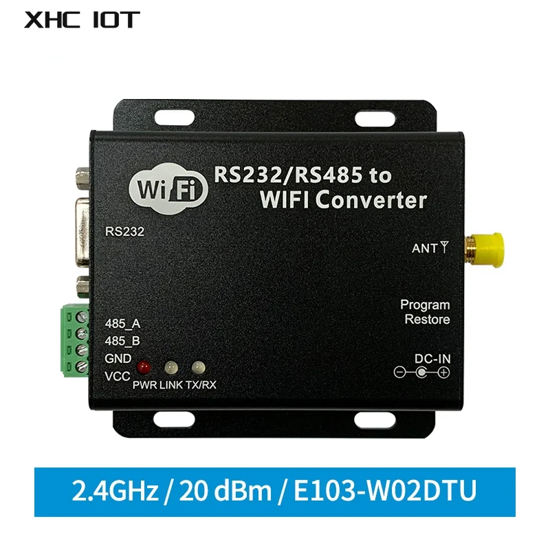 CC3200 2.4GHz RS232 RS485 Wifi Serial Server 20dBm 100mW IOT DC8 ~ 28V uhf Wireless Transceiver Receiver E103-W02DTU XHCIOT