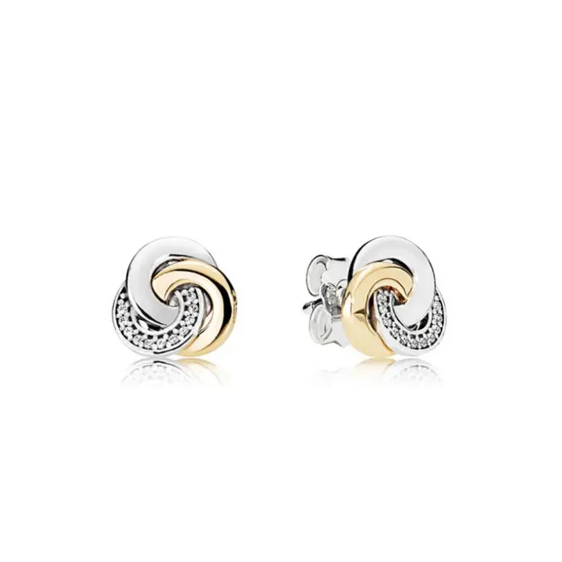 

925 sterling silver spiral pan earrings with crystal studs, suitable for women's wedding fashion jewelry