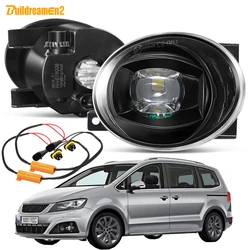 2 X Car Front Bumper Fog Light Assembly For Seat Alhambra 2010-2016 30W 8000LM LED Lens Fog Lamp Daytime Running Light 9006 12V