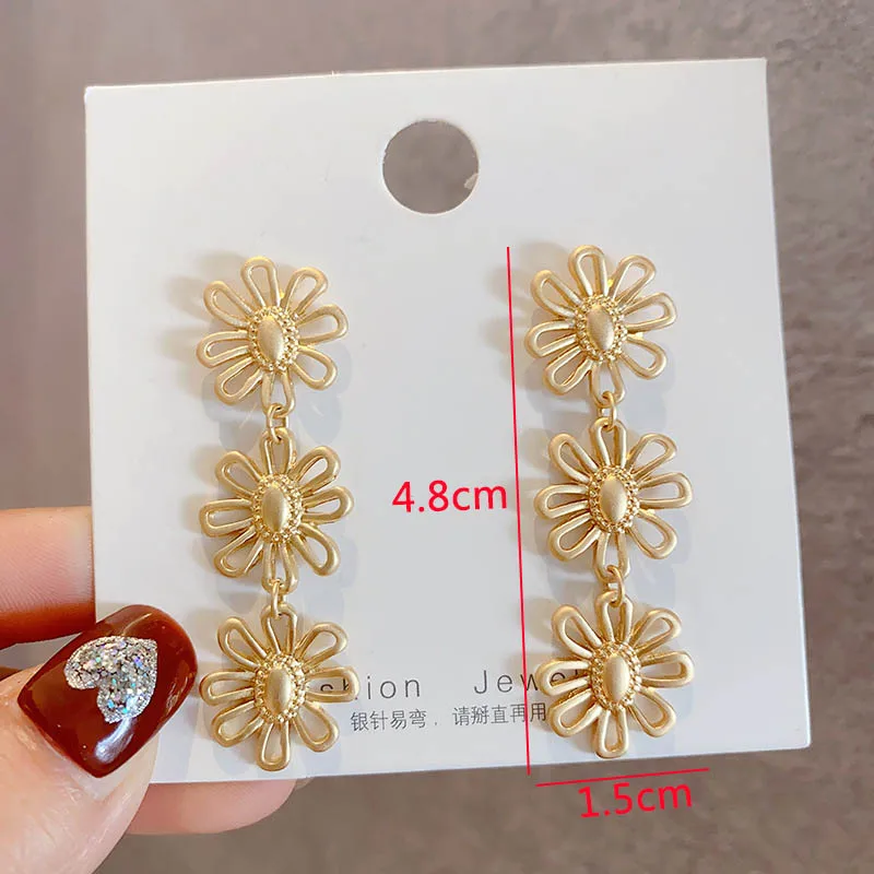 Metall-Hängeohrringe für Frauen Goldfarben Geometrische Statement-Tropfenohrringe Blatt-Anhänger Damenohrringe Pendientes Mujer – Detail 7