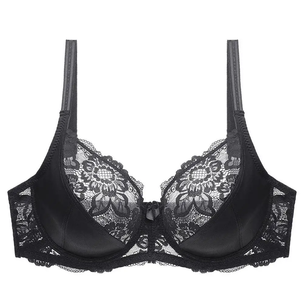 

Plus Size Sexy Women Bras Lingeries See-through Breathable Lace Flower Push Up Bra Underwear Female Brassiere Wireless Bra Tops