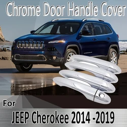 for Jeep Cherokee KL 2014~2019 2015 2016 2017 2018 Stickers Decoration Chrome Door Handle Cover Refit Car Accessories