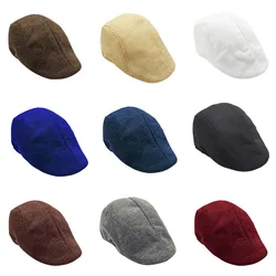 New Autumn Beret Caps Men Women Vintage News Boy Cap Cabbie Gatsby Linen Outdoor Hats Berets Brand Sun Hat Unisex Duckbill Caps