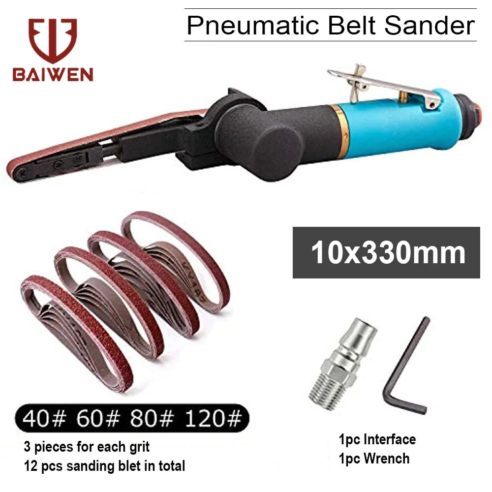 Belt Grinder Tools 3/8\'\' Air Belt Sander Sanding Machine Pneumatic Polishing Kit 10*330mm Air Angle Grinding tool